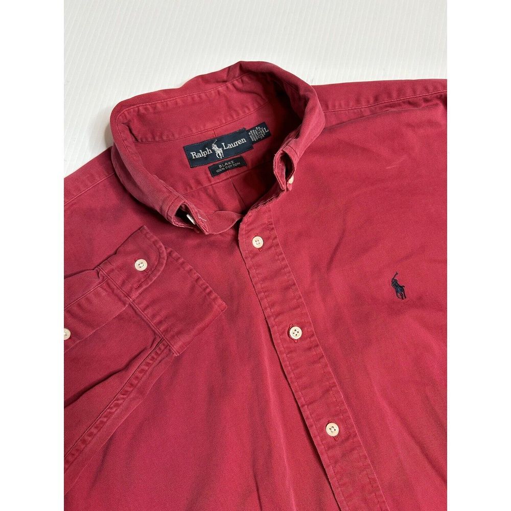 Ralph Lauren‎ Mens Large Blake Cotton Red Long Sleeve Button Down Shirt